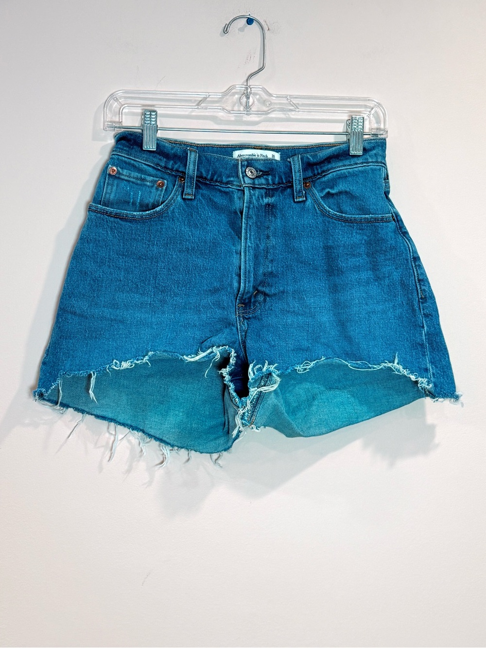 🔥Abercrombie & Fitch Women’s High-Rise Distressed Denim Shorts - Blue Size 26/2